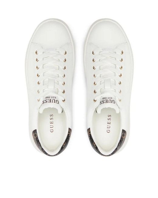 Guess White Round-Head Sneakers