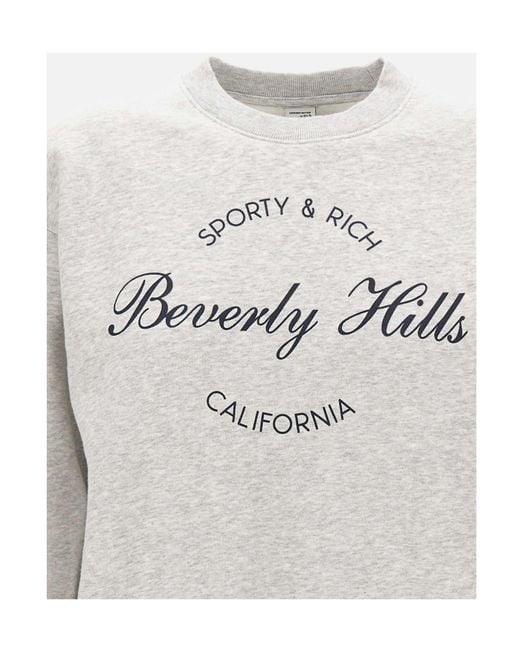 Sporty & Rich Gray Beverly Script Crewneck Sweatshirt