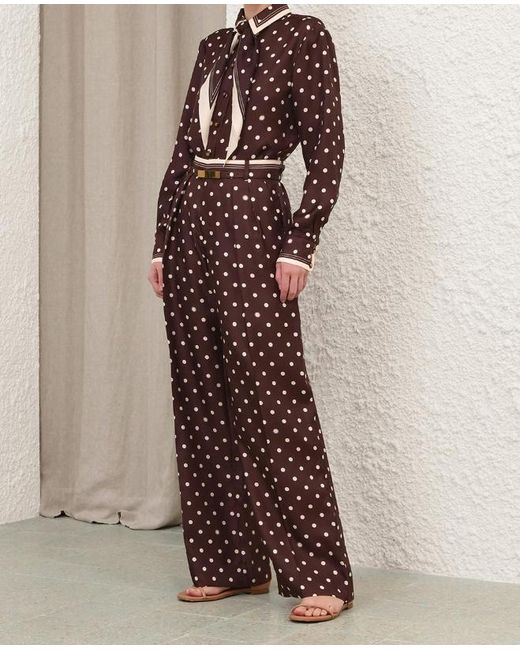 Zimmermann Purple Polka Dot Straight Leg Pants