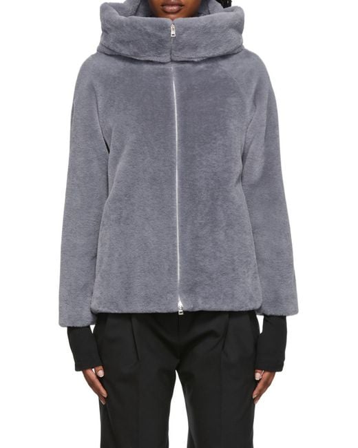 Herno Blue Hooded Zip-Up Fitted Jacket