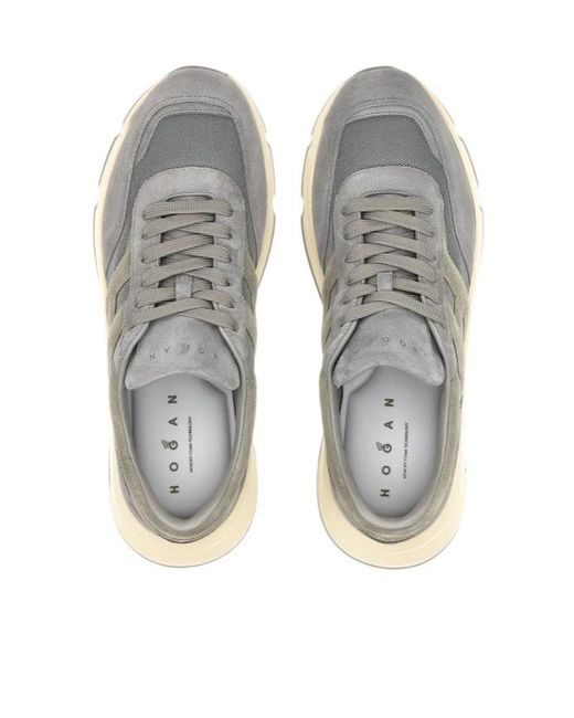 Hogan Gray H-Stripe Low-Top Sneakers for men