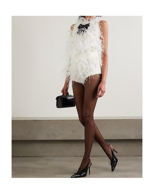 ShuShu/Tong White Feather-Decorated Sleeveless Knitwear