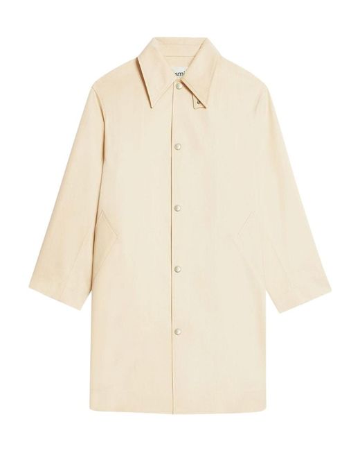 AMI Natural Ami Rear Slit Long Sleeved Snapped Coat for men