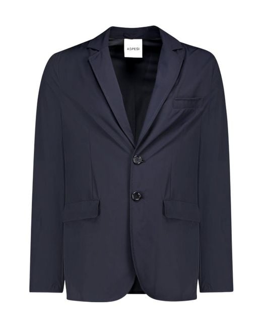 Aspesi Blue Single-Breasted Long Sleeved Blazer for men