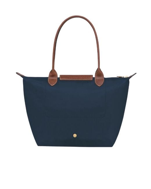 Longchamp Blue Le Pliage Foldover Medium Tote Bag