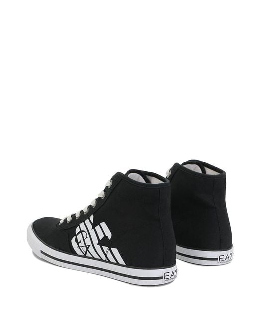 EA7 Black Logo High-Top Casual Sneakers for men
