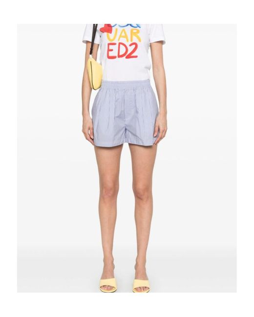 DSquared² Blue Summer Lovers Striped Pyjama Shorts