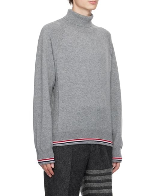 Thom Browne Gray Cashmere Turtle-Neck Sweater for men