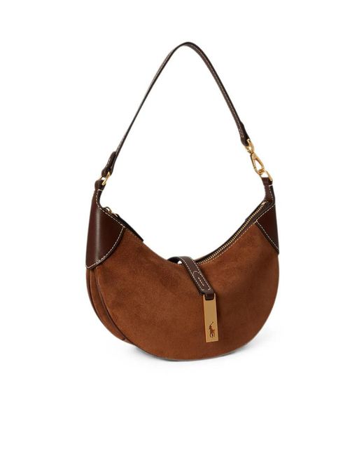 Polo Ralph Lauren Brown Polo Pony Detailed Zipped Shoulder Bag