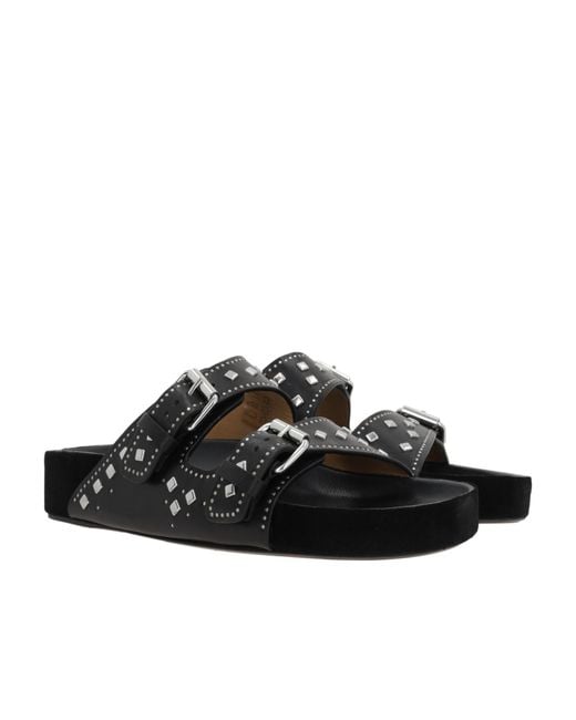 Isabel Marant Black Lennyo Studded Slip-On Slides