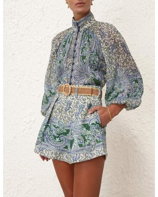Zimmermann Green Belt-Loop Shorts