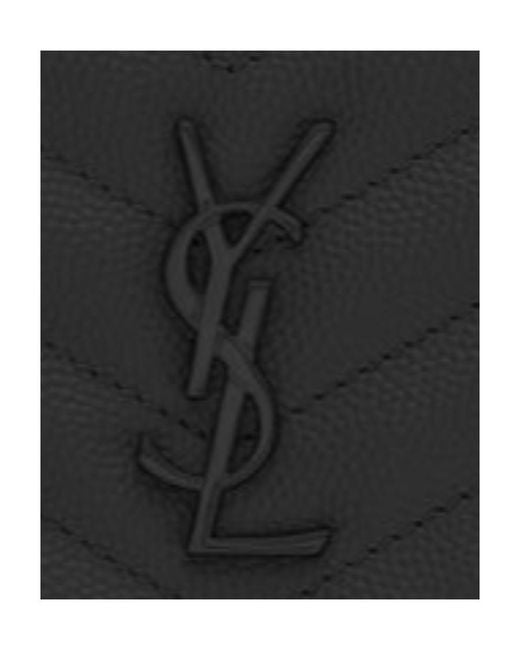 Saint Laurent Black Monogram Fragments Zipped Cardholder