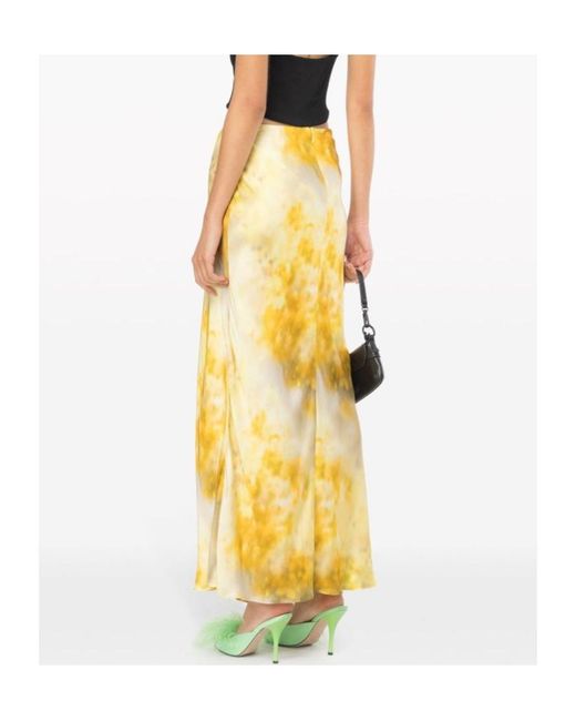 Pinko Metallic Faded Floral Print Gathered Skirt