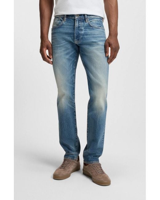 Boss Blue X David Beckham Light-Wash Straight-Leg Jeans for men