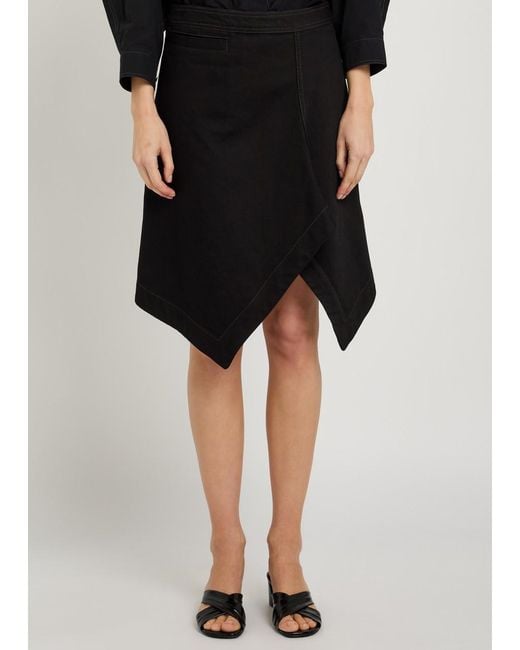 Lemaire Black Asymmetric Denim Mini Skirt
