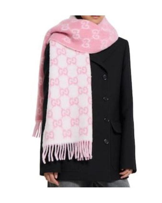 Gucci Pink Gg Alpaca Wool Blend Scarf