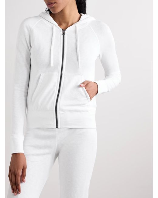 James Perse White Zipped Drawstring Hoodie