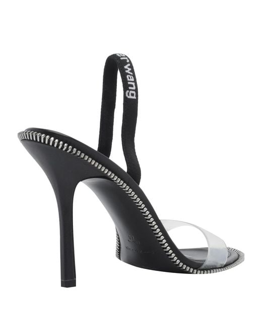 Alexander Wang White Logo Strass Heeled Sandals