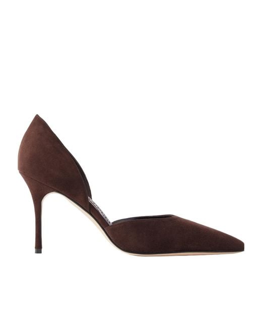 Manolo Blahnik Brown Solid Color Suede Pumps