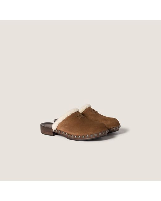 Miu Miu Brown Suede Clogs