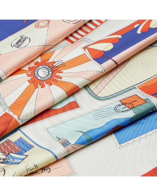 Fendi White Printed Square Scarf