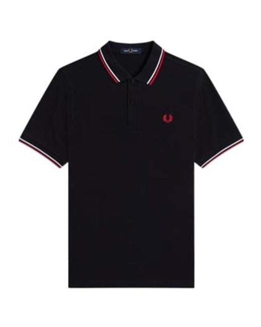 Fred Perry Black Short Sleeve Twin Tipped Polo Shirt for men
