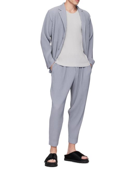 Homme Plissé Issey Miyake Gray Pleated Tailored Blazer for men