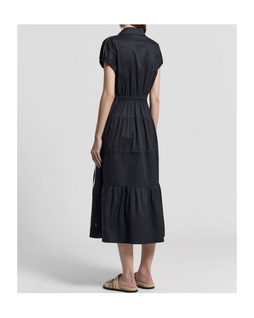 Peserico Blue Short-Sleeved Belted Midi Dress