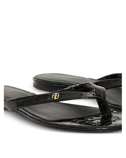 Anine Bing White Noelle Croc-Embossed Flat Sandals