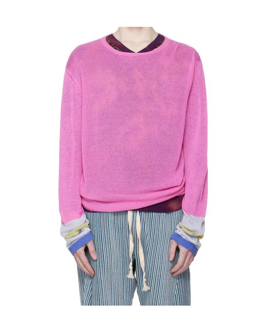 Edward Cuming Pink Limp Wrist Crew Neck Knit Sweater for men