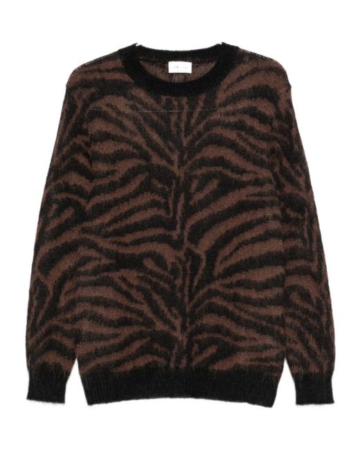 P.A.R.O.S.H. Black Zebra-Pattern Crew-Neck Sweater