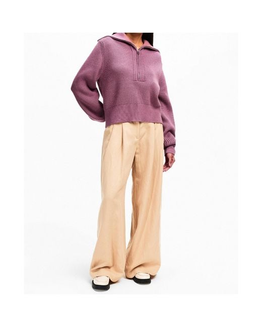 Varley Purple Maura Knitted Crew-Neck Pullover