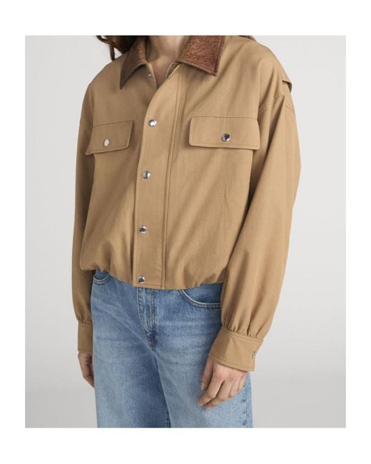 FRAME Brown The Leather Collar Bubble Jacket