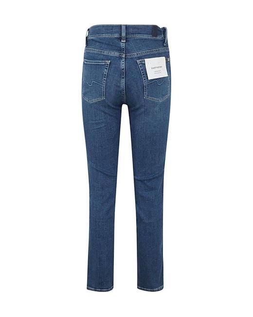 7 For All Mankind Blue Slim Fit Cropped Jeans