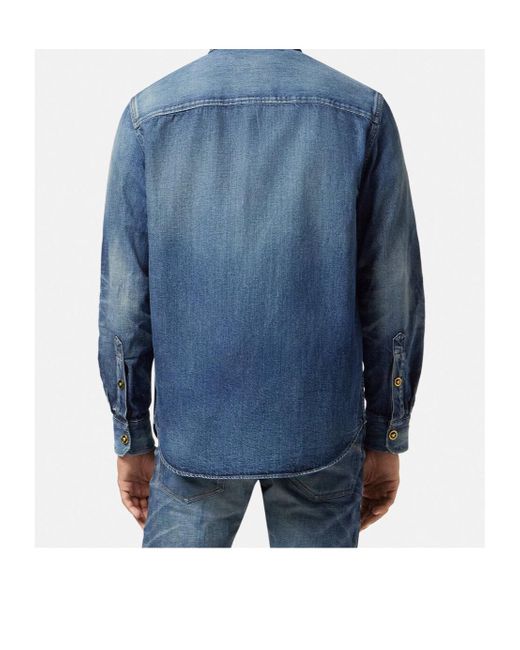 Versace Blue Button-Up Denim Overshirt for men