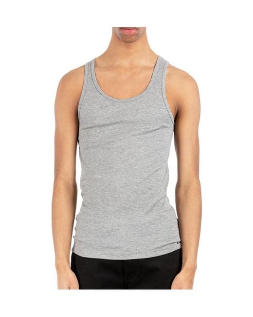 Tom Ford Gray Ribbed Crewneck Tank Top for men