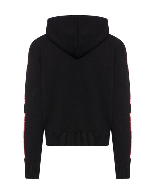 Amiri Black Logo Embroidered Drawstring Knitted Hoodie for men