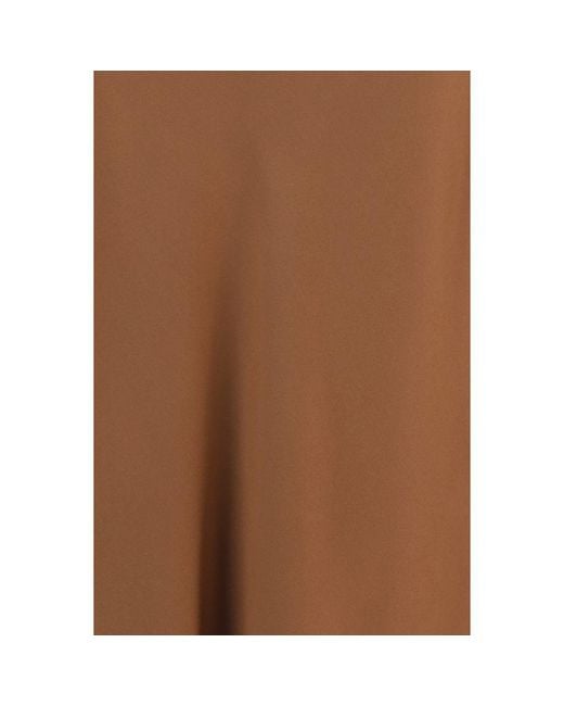 Brunello Cucinelli Brown Satin-Finish Slit Maxi Skirt