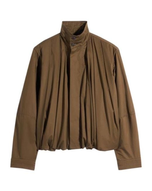 Lemaire Brown Pleated Balloon Jacket