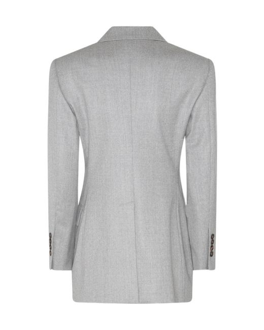Brunello Cucinelli Gray Single-Breasted Tailored Blazer