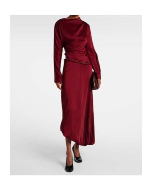 Victoria Beckham Red Cutout Draped Crêpe Satin Midi Dress
