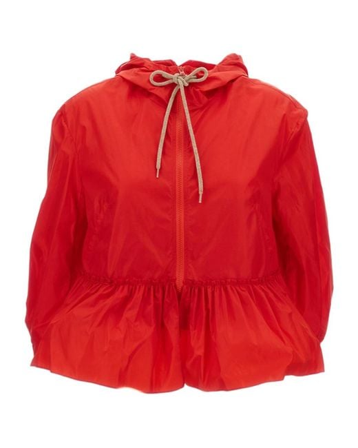 Simone Rocha Red Taffeta Hooded Jacket