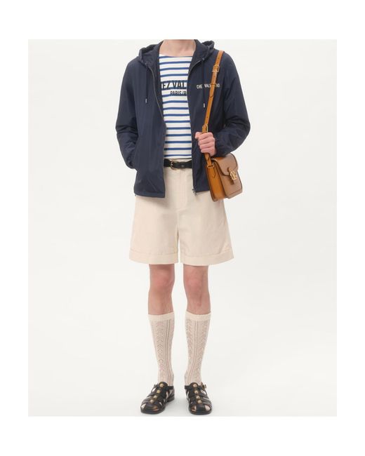 Valentino Blue Chez Printed Hooded Jacket for men