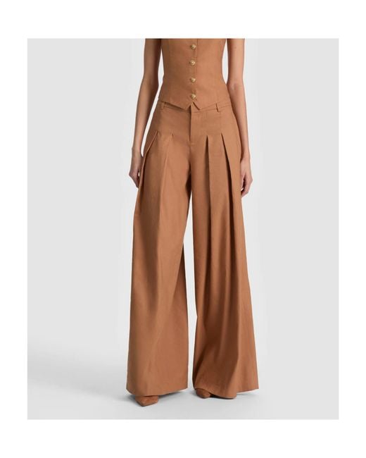 Alice + Olivia Brown Alice Olivia Blaire Pleated Pants