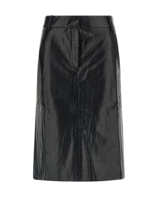 ANDAMANE Black New Xania Embossed Midi Skirt