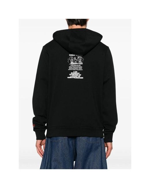 Iceberg Black Graphic-Print Cotton Hoodie for men