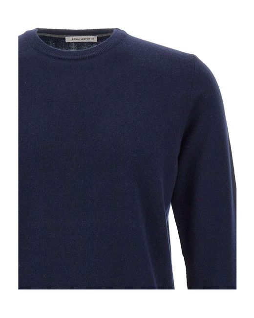 Kangra Cashmere Blue Kangra Crew Neck Knitted Sweater for men