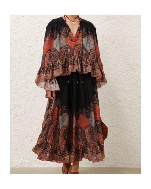 Zimmermann Brown Rhiannon Ruffle Maxi Skirt