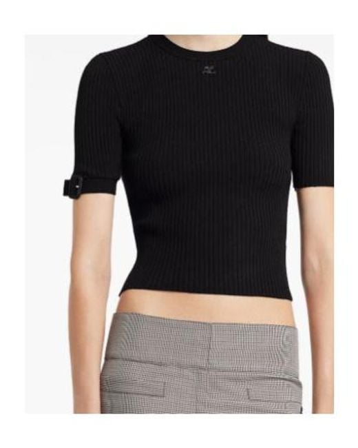 Courreges Black Courrèges Buckle Knitted T-Shirt