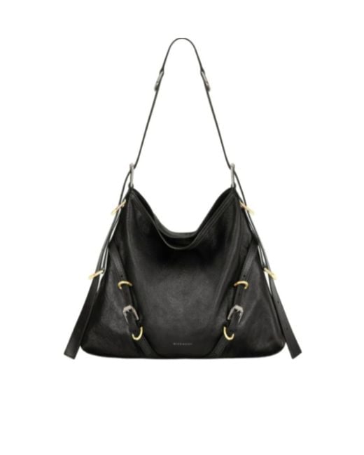 Givenchy Black Voyou Logo Detailed Medium Shoulder Bag